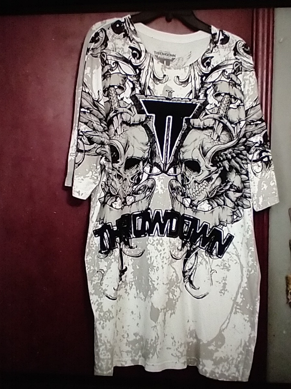 Men's Graphic Skull Tee - Affliction Throwdown XXL